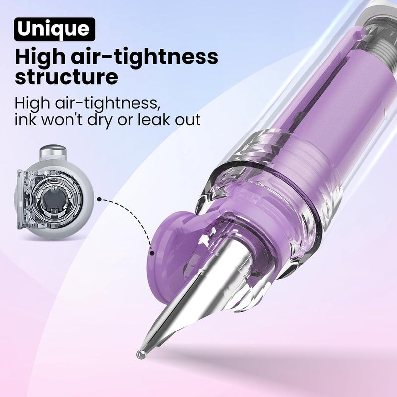 WRITECH Fountain Pen Fine Nib: Retractable Black Ink Pens Set Includes 5 Ink Cartridges Smooth Writing for Calligraphy Sketching Journaling Gift (Purple) - Image 5